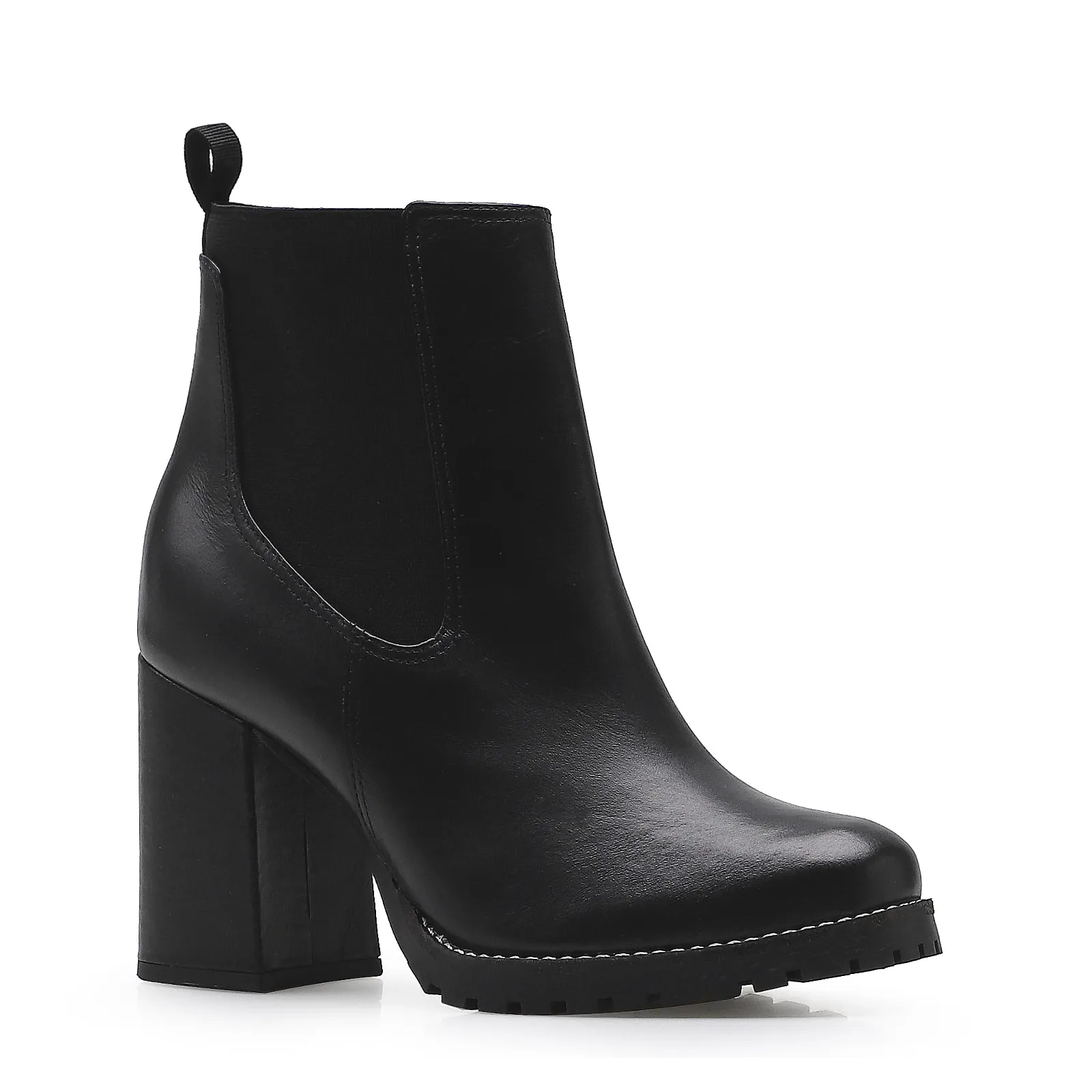Bota Knitted Couro Preto