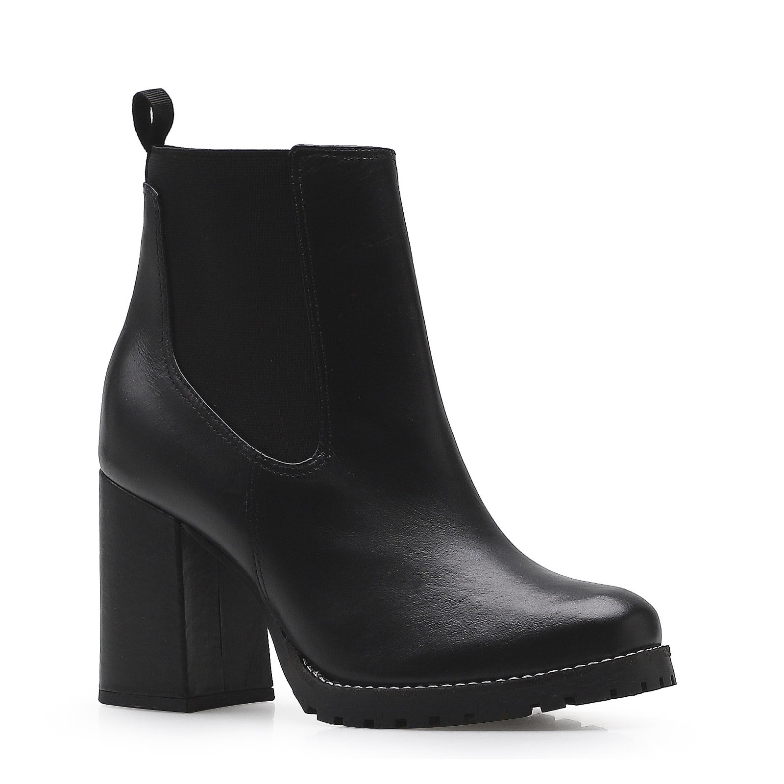 Bota Knitted Couro Preto