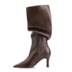 Bota Marrom Cano Alto Salto Alto Couro Alto Slouch - imagem 5