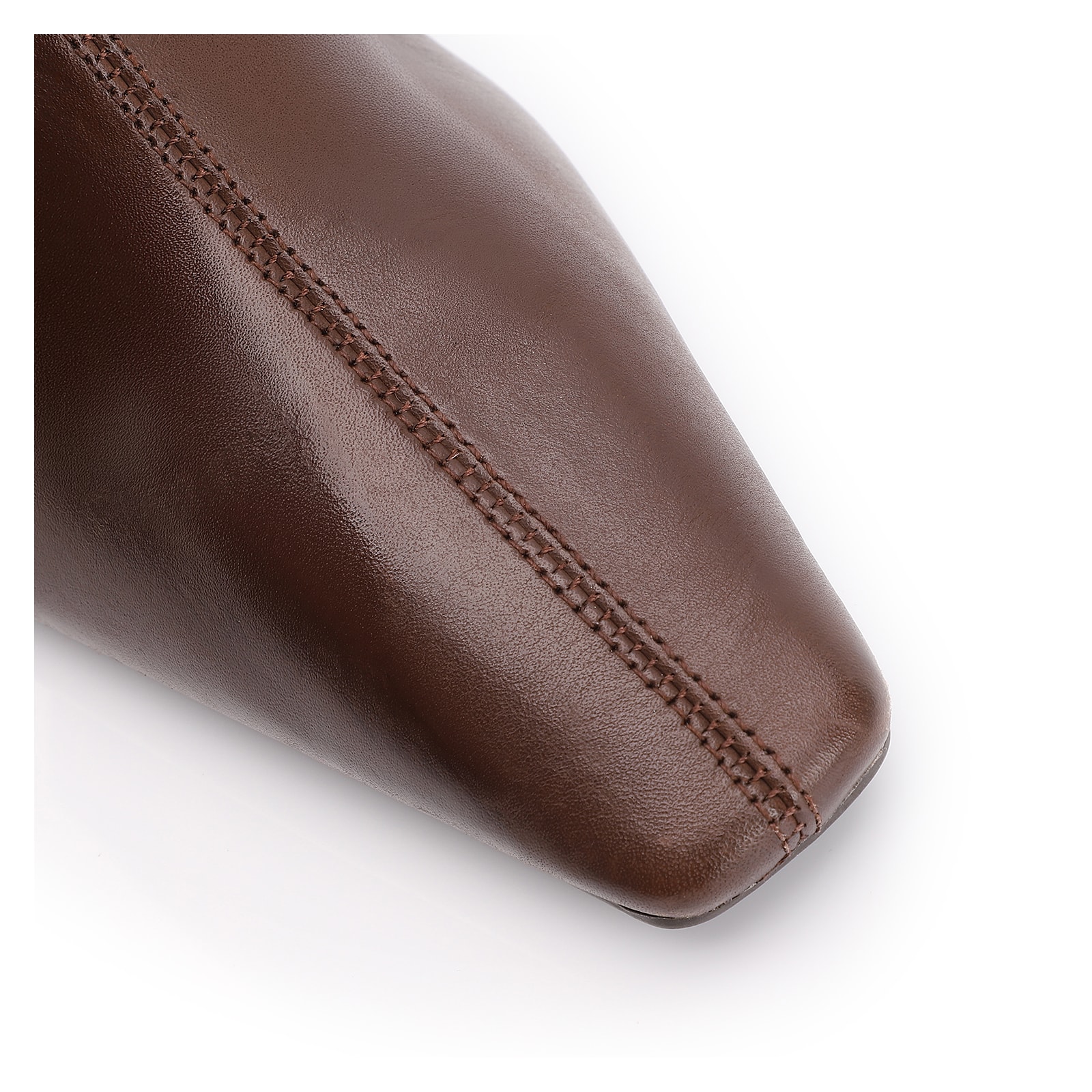 Bota Marrom Cano Alto Salto Alto Couro Alto Slouch