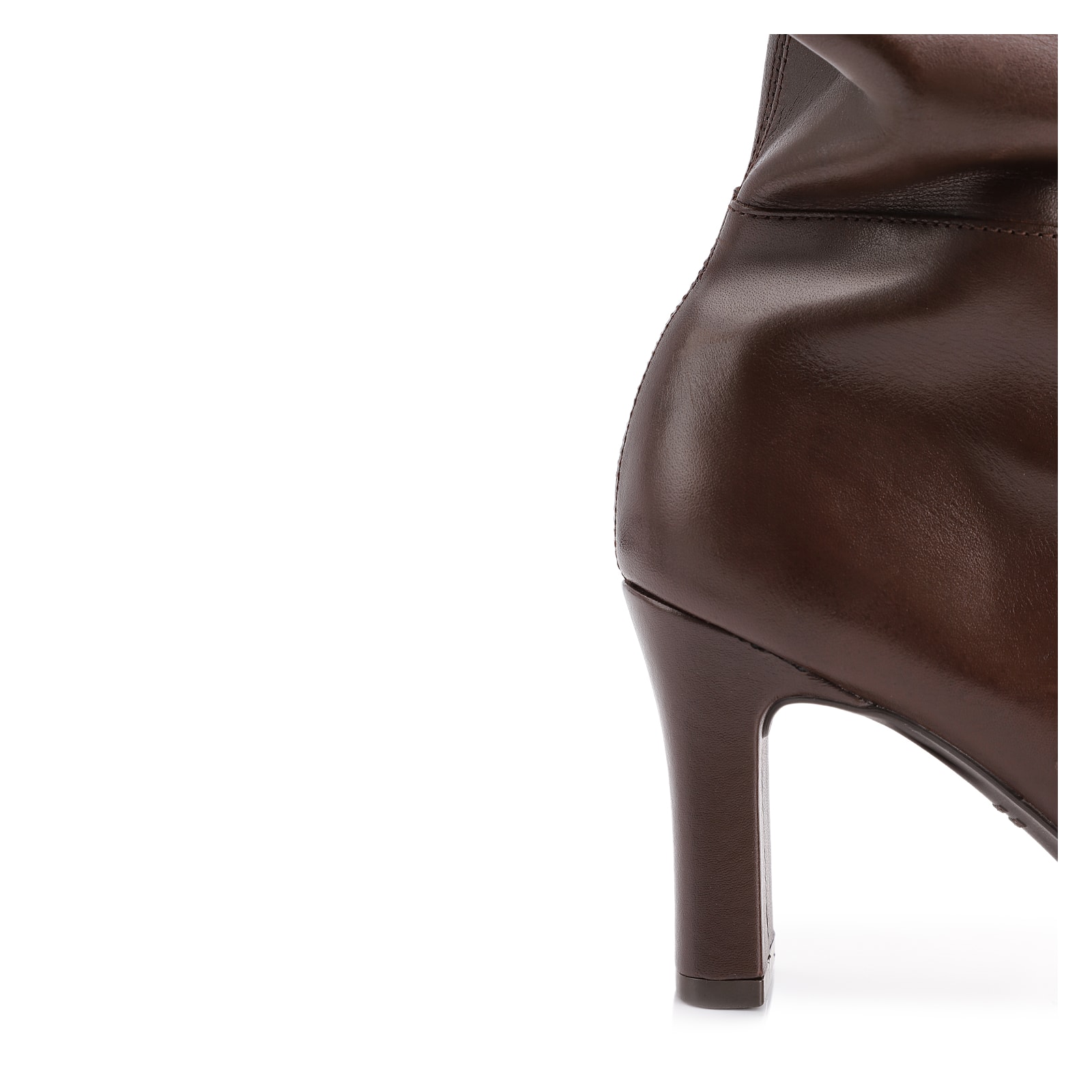 Bota Marrom Cano Alto Salto Alto Couro Alto Slouch