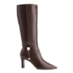 Bota Marrom Cano Alto Salto Alto Couro Pingente Dourado - imagem 3