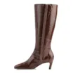 Bota Marrom Cano Alto Salto Baixo Couro Maxi Croco - imagem 5