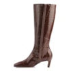 Bota Marrom Cano Alto Salto Baixo Couro Maxi Croco - imagem 5