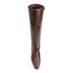 Bota Marrom Cano Alto Salto Baixo Couro Maxi Croco - imagem 6