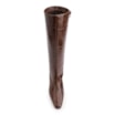 Bota Marrom Cano Alto Salto Baixo Couro Maxi Croco - imagem 6