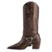 Bota Marrom Cano Alto Salto Médio Couro Croco Western Esporas - imagem 5