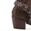 Bota Marrom Cano Alto Salto Médio Couro Croco Western Esporas - imagem 8