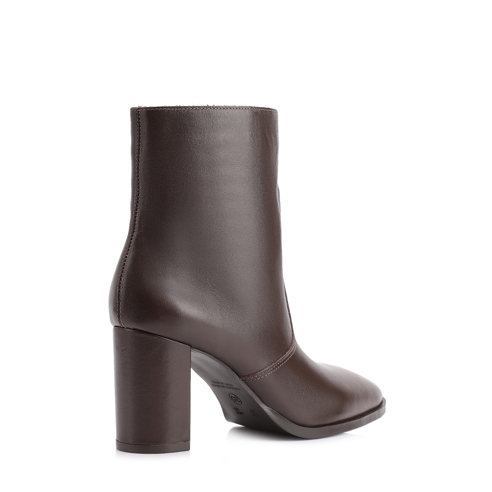 Bota Marrom Cano Baixo Salto Alto Couro Bico Fino