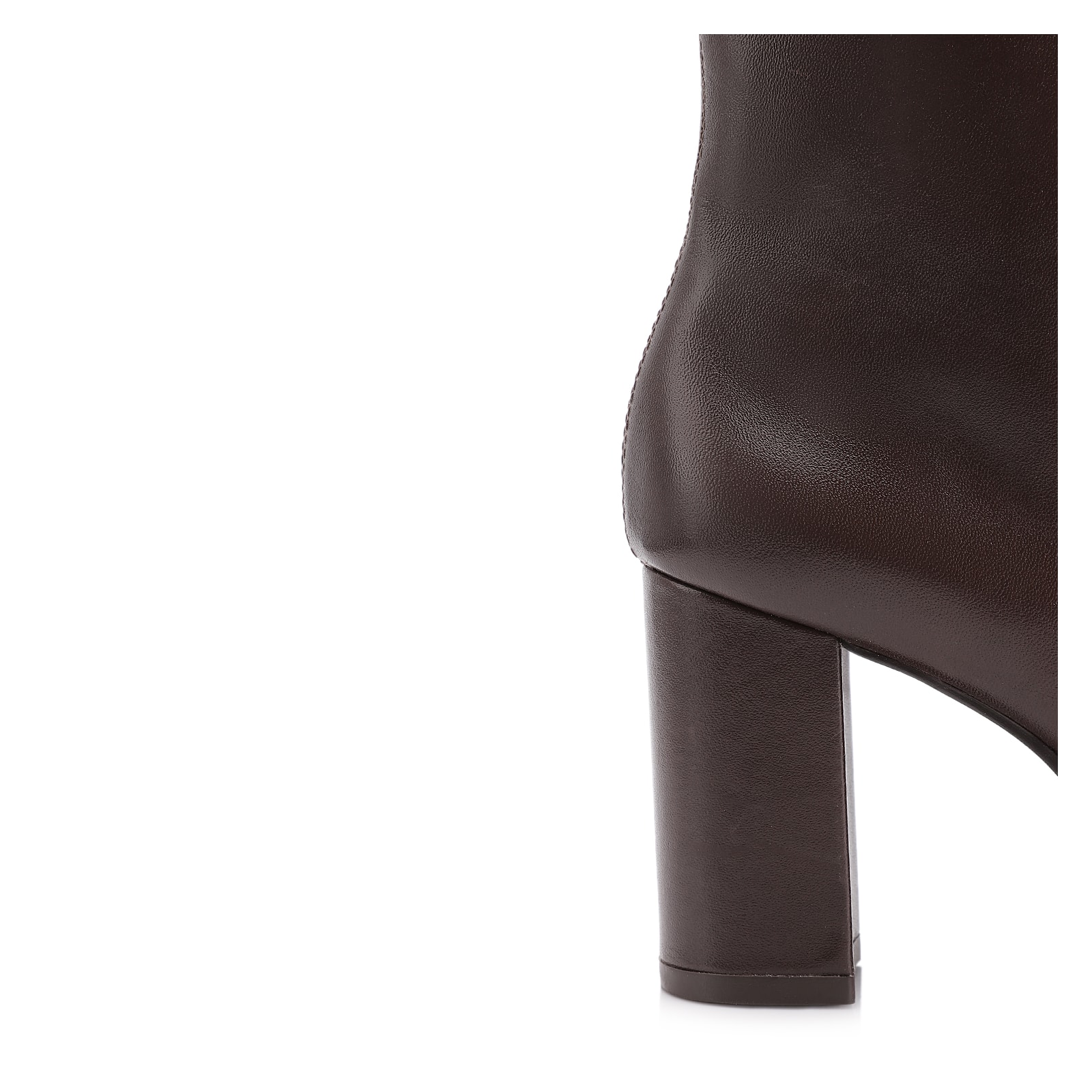 Bota Marrom Cano Baixo Salto Alto Couro Bico Fino