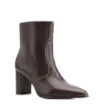 Bota Marrom Cano Baixo Salto Alto Couro Bico Fino - imagem 1