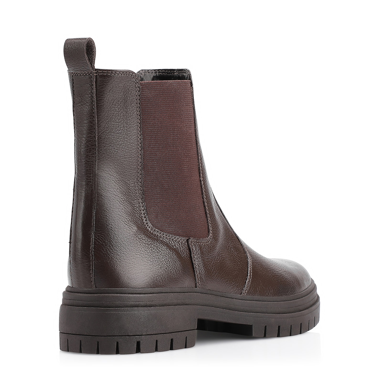 Bota Marrom Cano Baixo Salto Baixo Couro Chelsea Tratorada