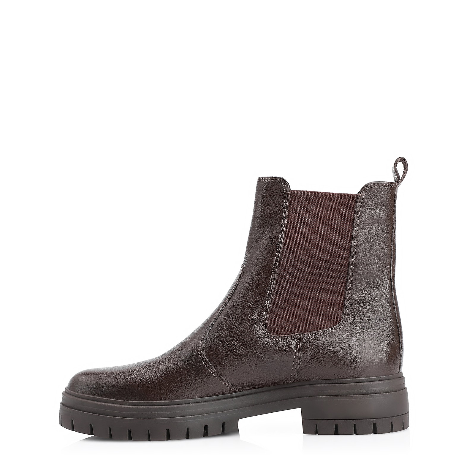 Bota Marrom Cano Baixo Salto Baixo Couro Chelsea Tratorada