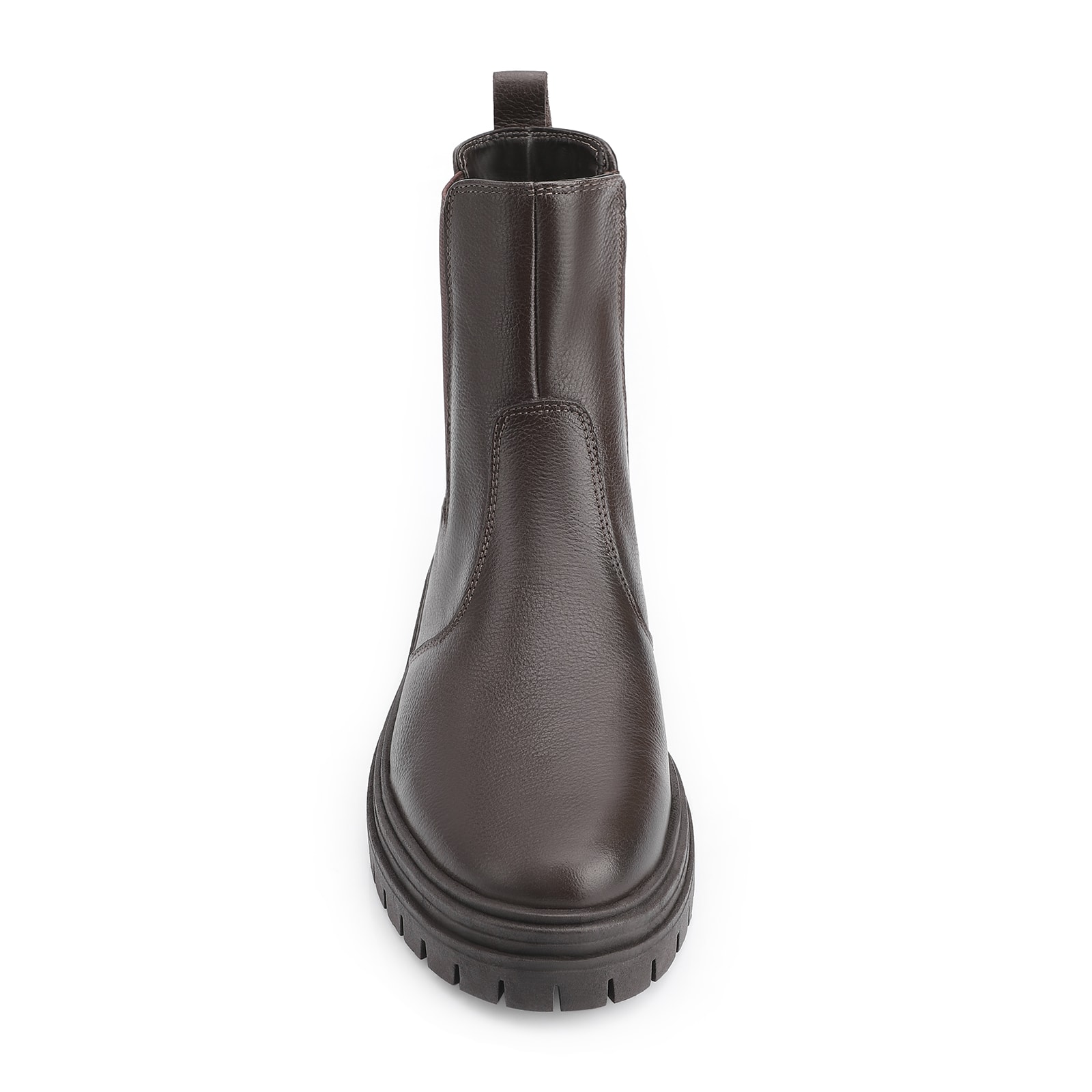 Bota Marrom Cano Baixo Salto Baixo Couro Chelsea Tratorada