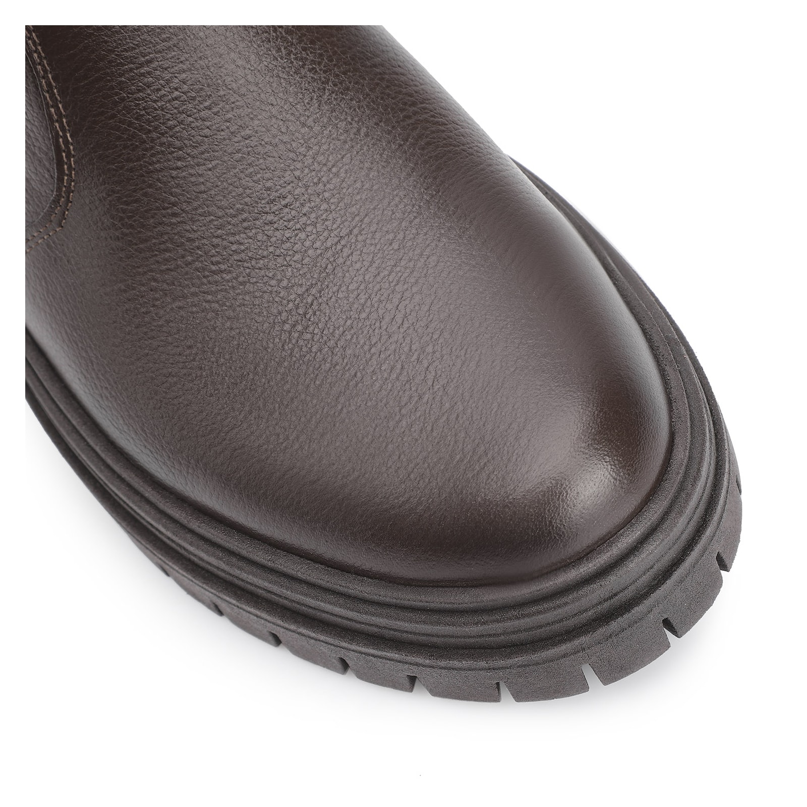 Bota Marrom Cano Baixo Salto Baixo Couro Chelsea Tratorada