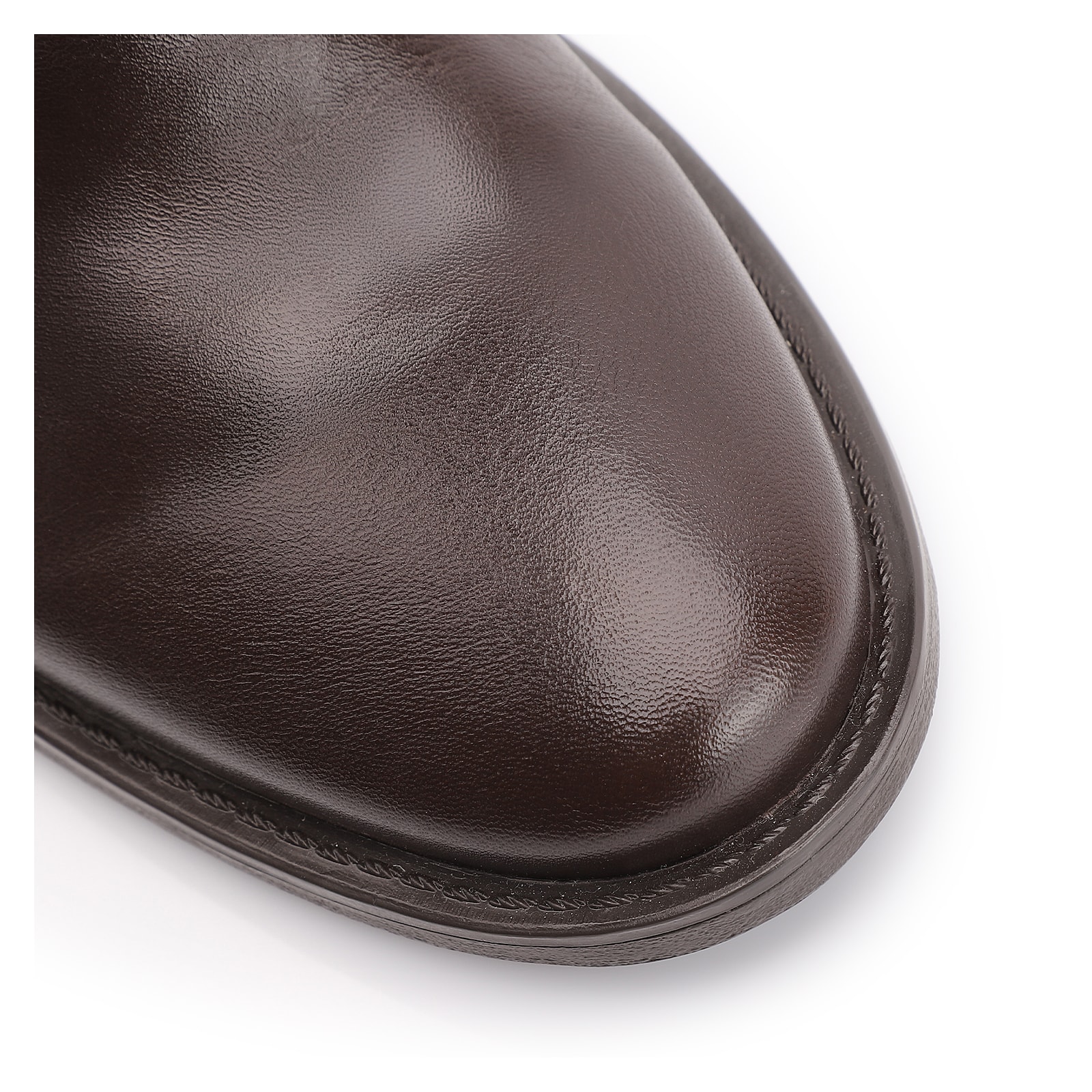 Bota Marrom Cano Baixo Salto Baixo Couro Slouch