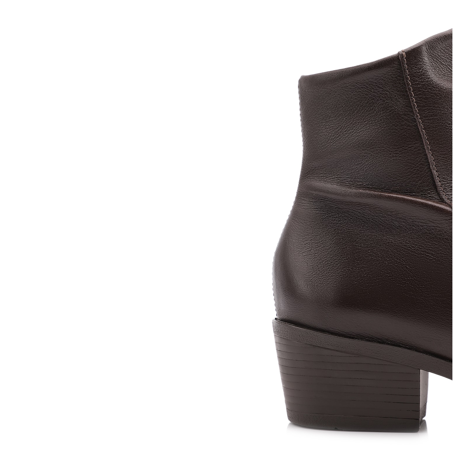 Bota Marrom Cano Baixo Salto Baixo Couro Slouch