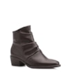 Bota Marrom Cano Baixo Salto Baixo Couro Slouch - imagem 1