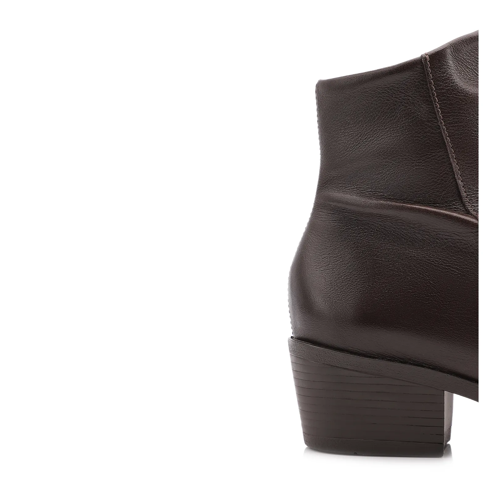 Bota Marrom Cano Baixo Salto Baixo Couro Slouch