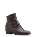 Bota Marrom Cano Baixo Salto Baixo Couro Slouch