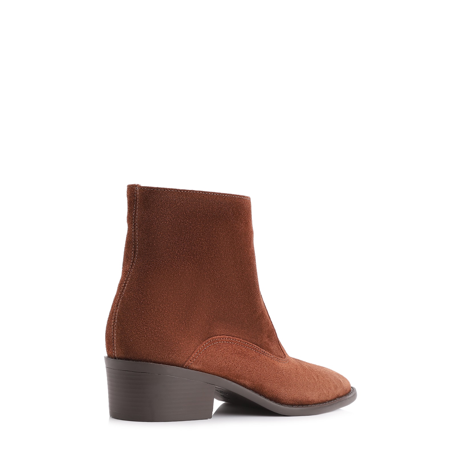 Bota Marrom Cano Baixo Salto Baixo Western Camurça