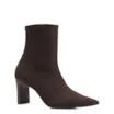 Bota Marrom Cano Baixo Salto Médio Knit - imagem 1