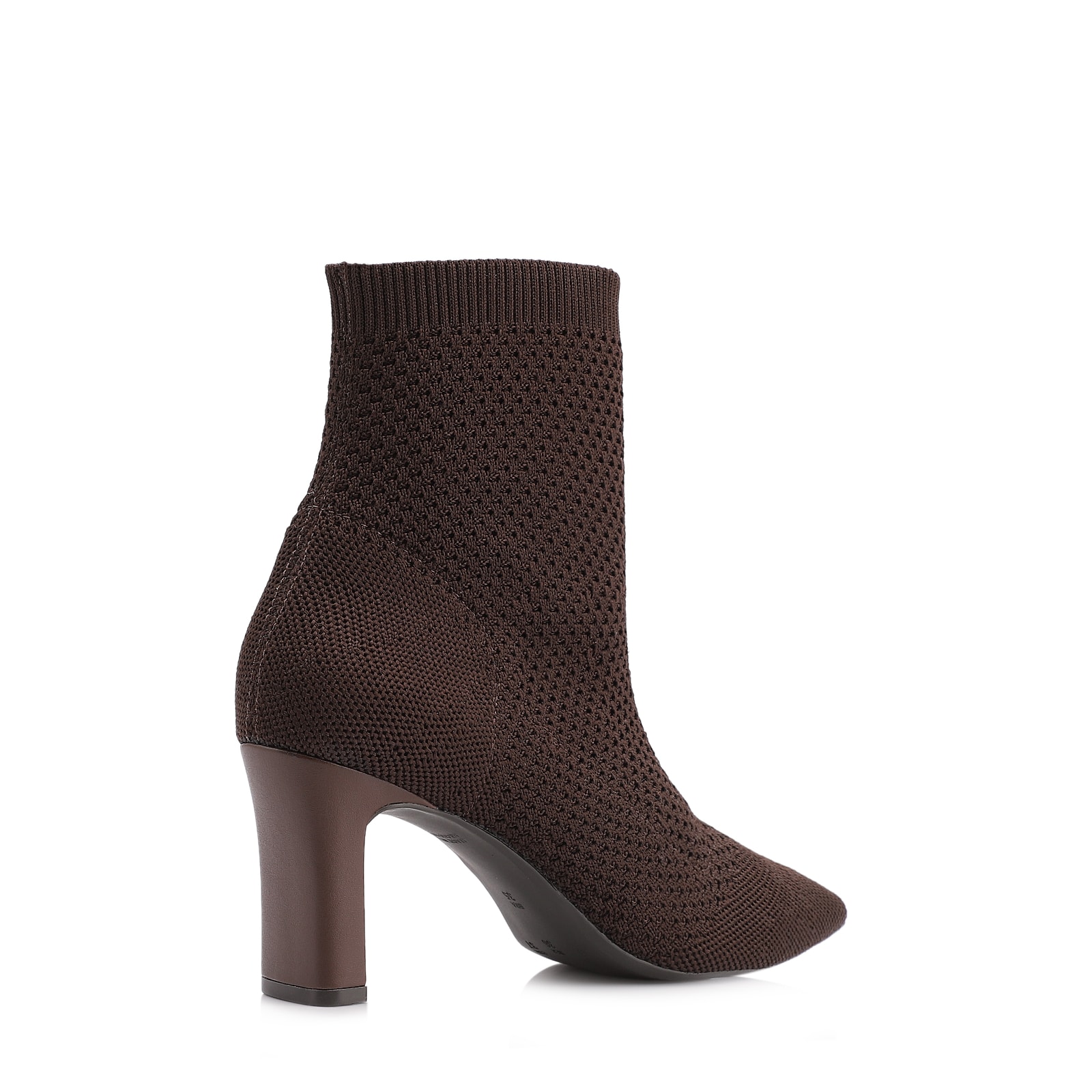 Bota Marrom Cano Baixo Salto Médio Knit