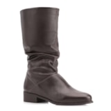 Bota Marrom Cano Médio Salto Baixo Couro Slouch