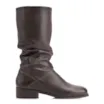Bota Marrom Cano Médio Salto Baixo Couro Slouch - imagem 3