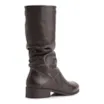 Bota Marrom Cano Médio Salto Baixo Couro Slouch - imagem 4
