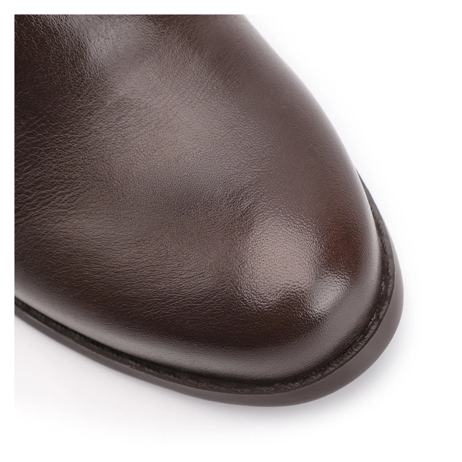 Bota Marrom Cano Médio Salto Baixo Couro Slouch