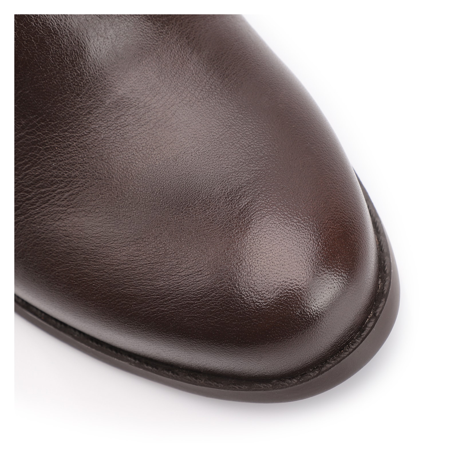 Bota Marrom Cano Médio Salto Baixo Couro Slouch