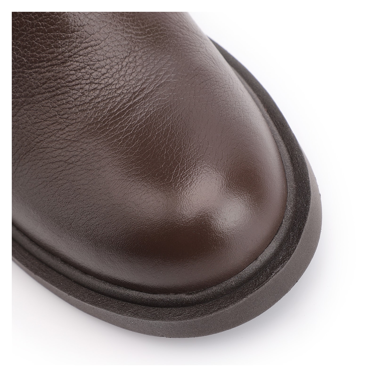 Bota Marrom Cano Médio Salto Médio Couro Slouch Fivela