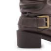 Bota Marrom Cano Médio Salto Médio Couro Slouch Fivela - imagem 8