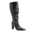 Bota Preta Cano Alto Salto Alto Couro Alto Slouch - imagem 1