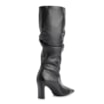 Bota Preta Cano Alto Salto Alto Couro Alto Slouch - imagem 4