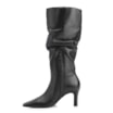 Bota Preta Cano Alto Salto Alto Couro Alto Slouch - imagem 5