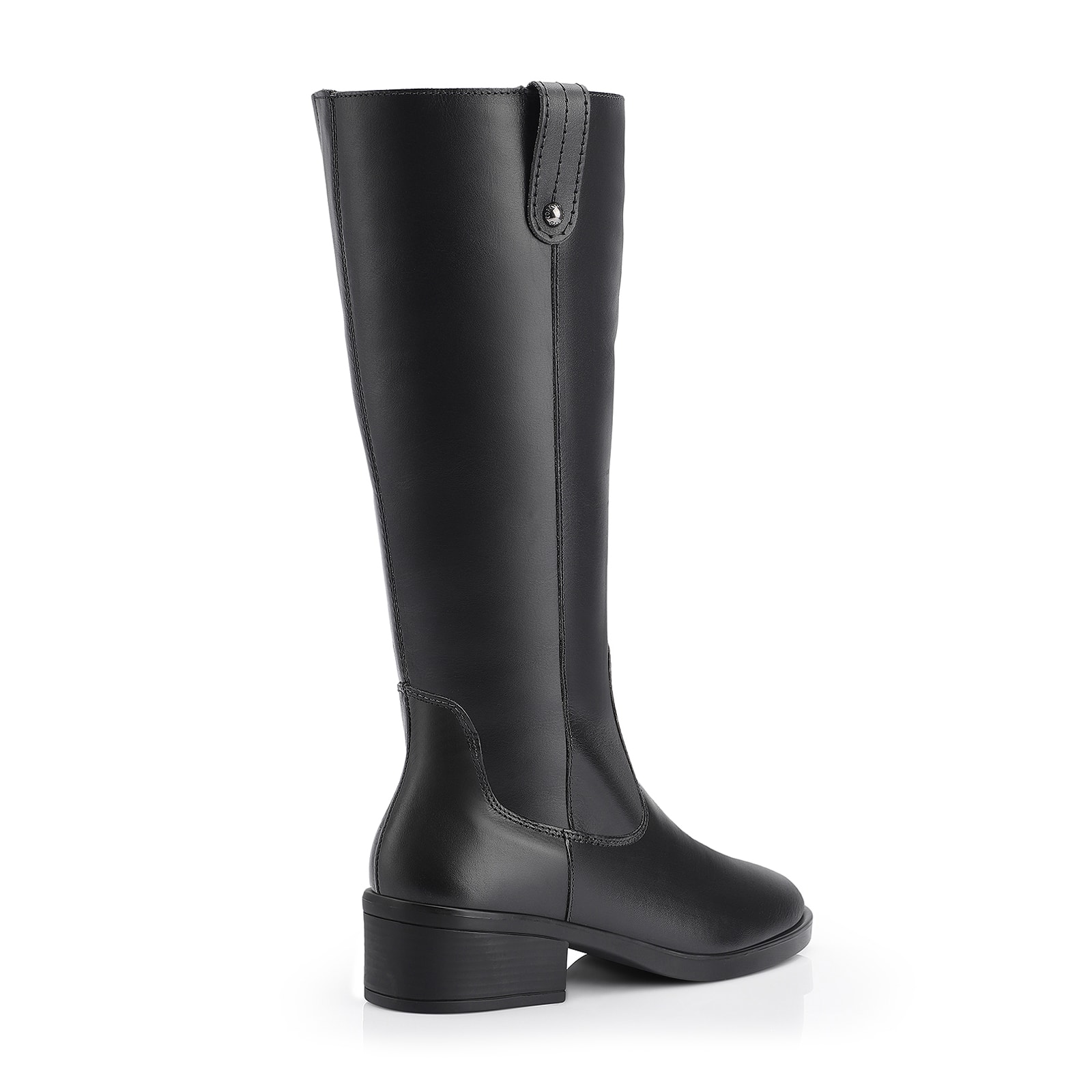 Bota Preta Cano Alto Salto Baixo Couro Montaria