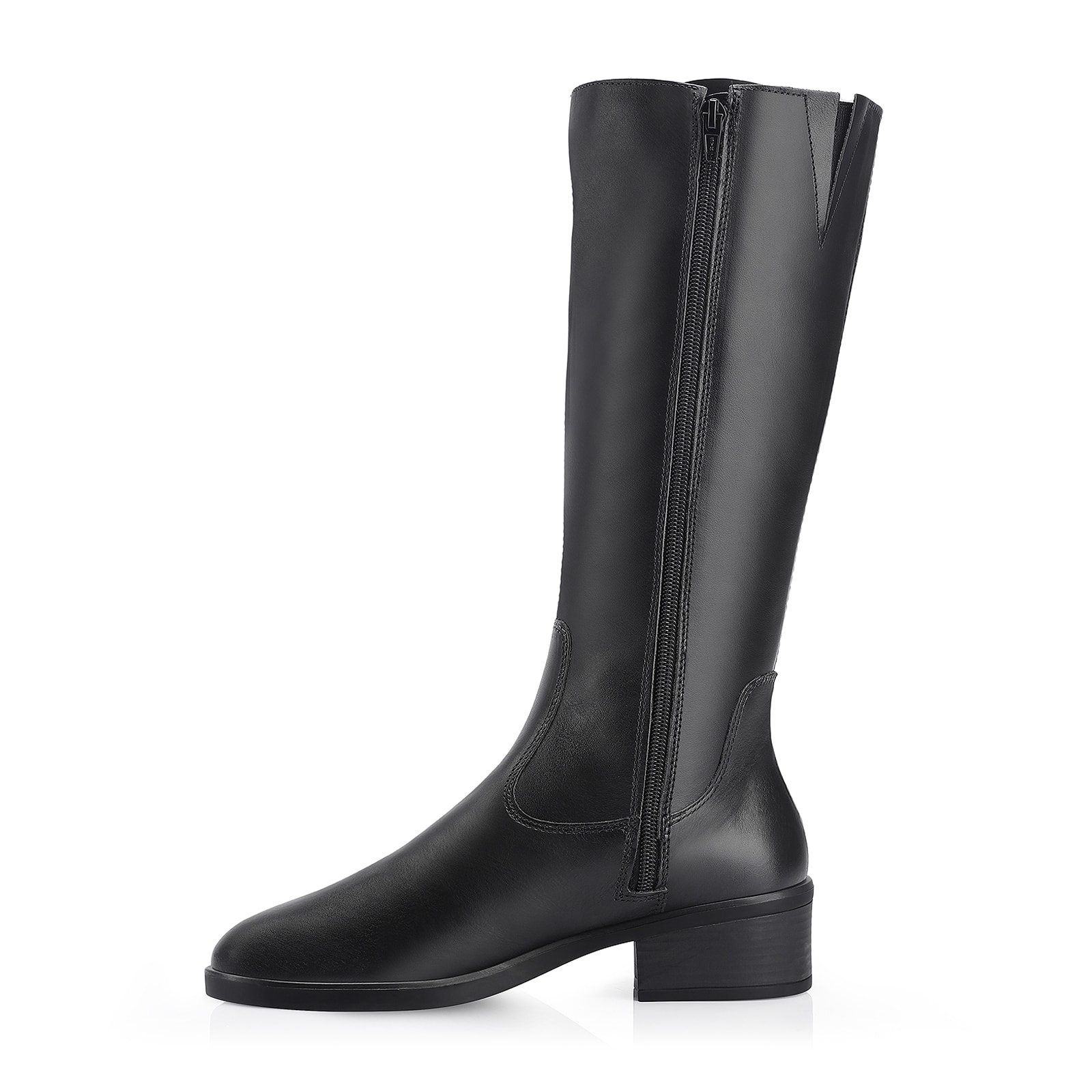 Bota Preta Cano Alto Salto Baixo Couro Montaria