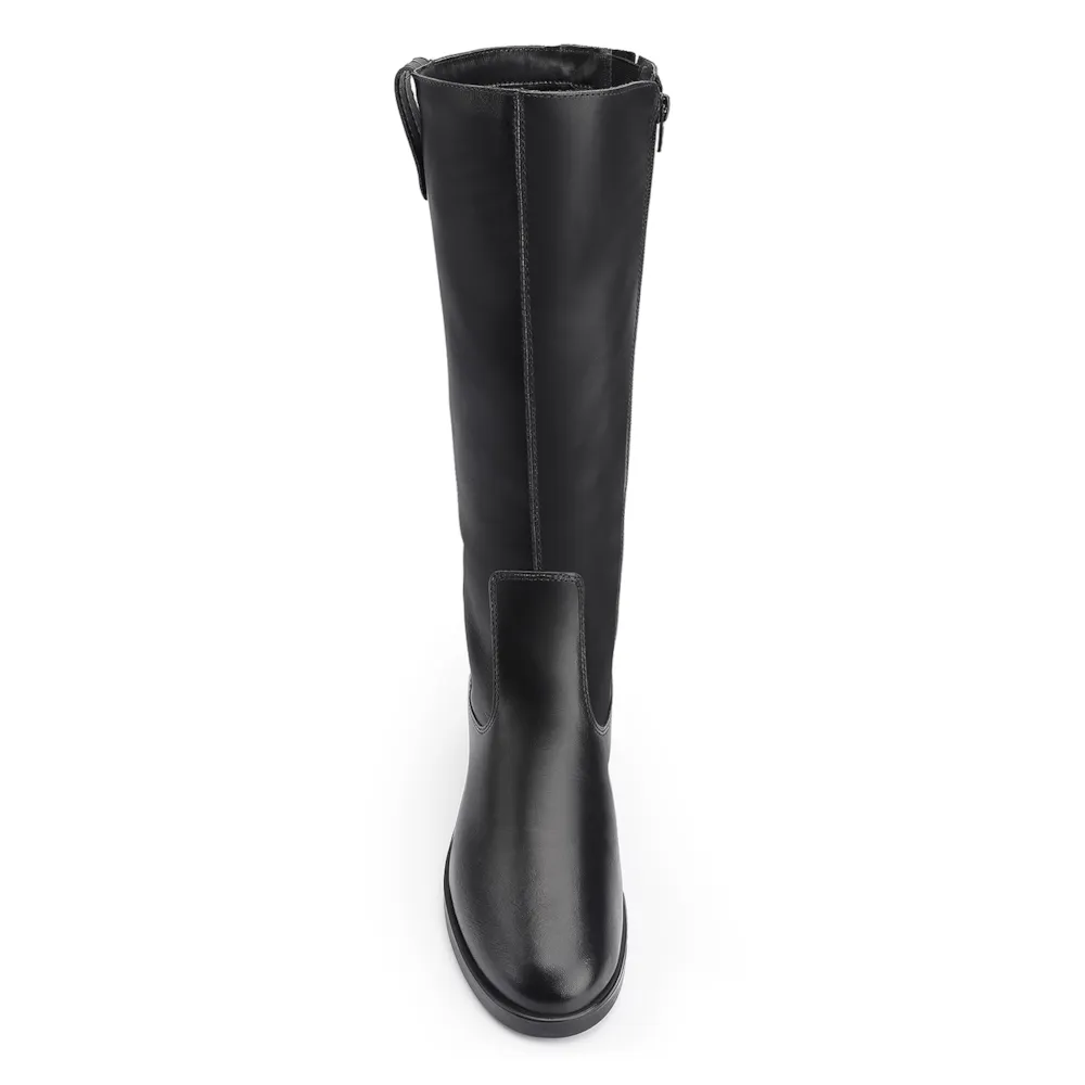 Bota Preta Cano Alto Salto Baixo Couro Montaria - imagem 6