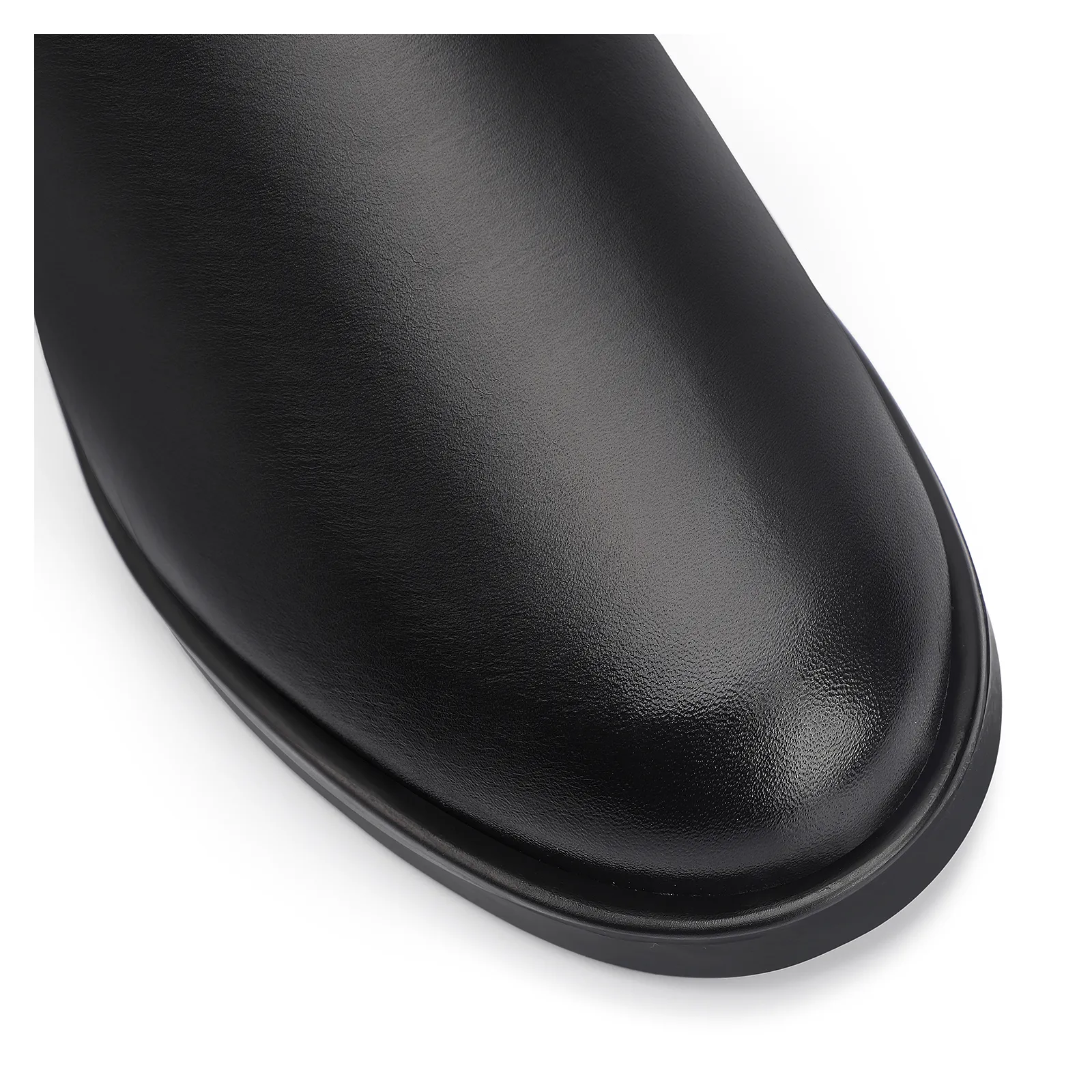 Bota Preta Cano Alto Salto Baixo Couro Montaria