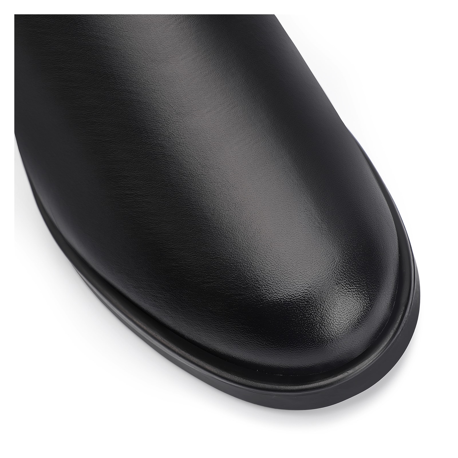 Bota Preta Cano Alto Salto Baixo Couro Montaria
