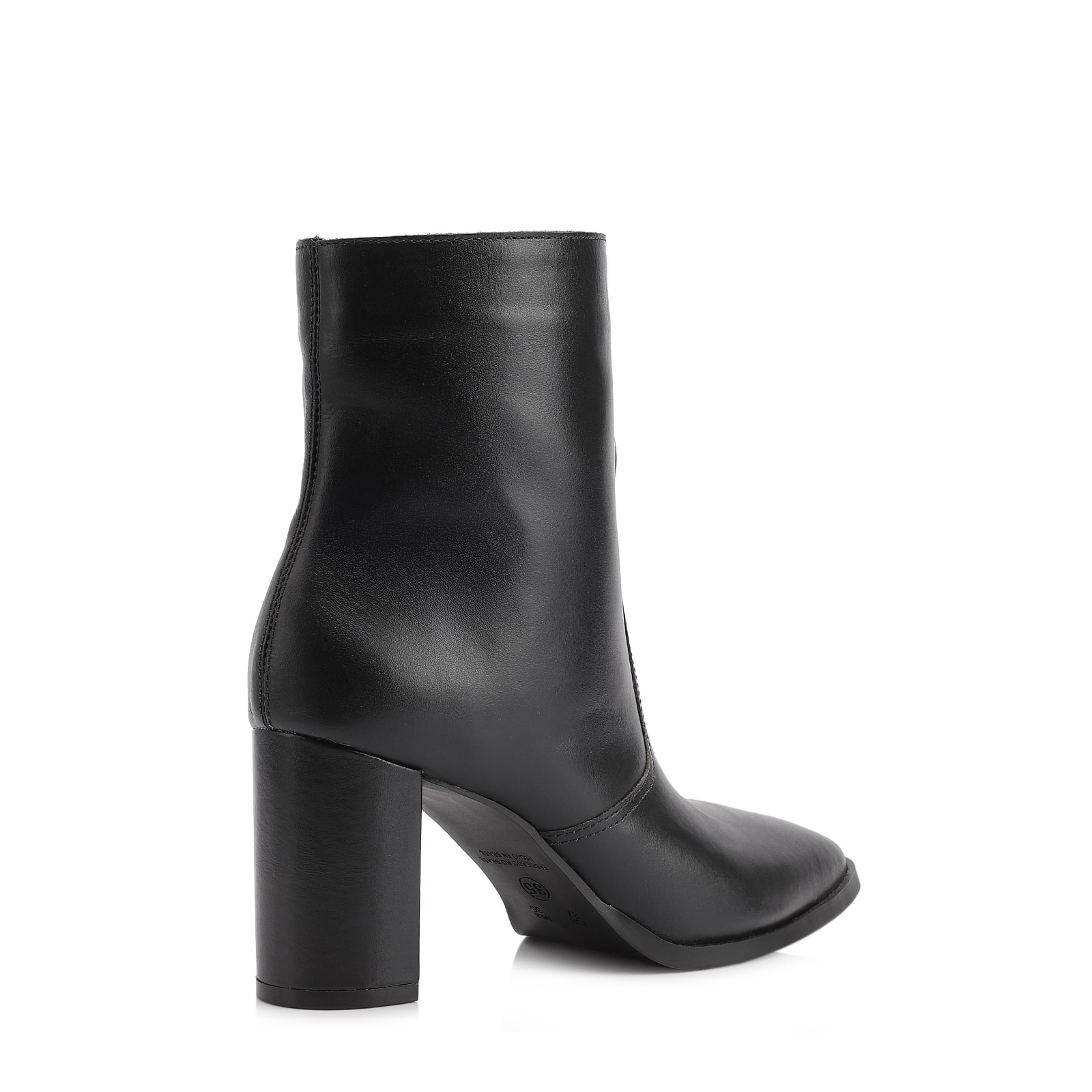Bota Preta Cano Baixo Salto Alto Couro Bico Fino