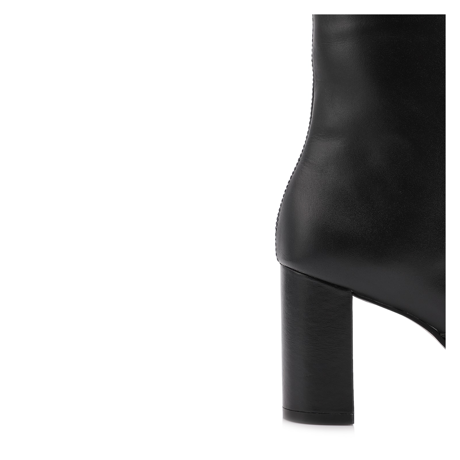 Bota Preta Cano Baixo Salto Alto Couro Bico Fino
