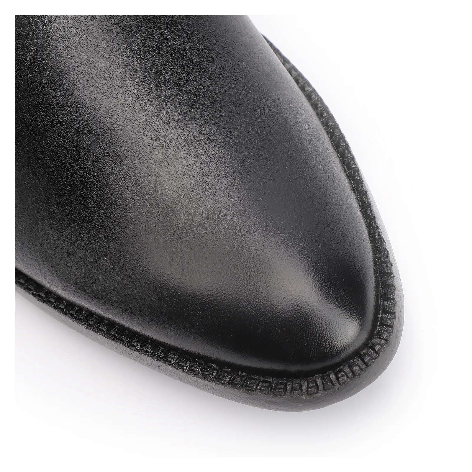 Bota Preta Cano Baixo Salto Baixo Couro Pesponto