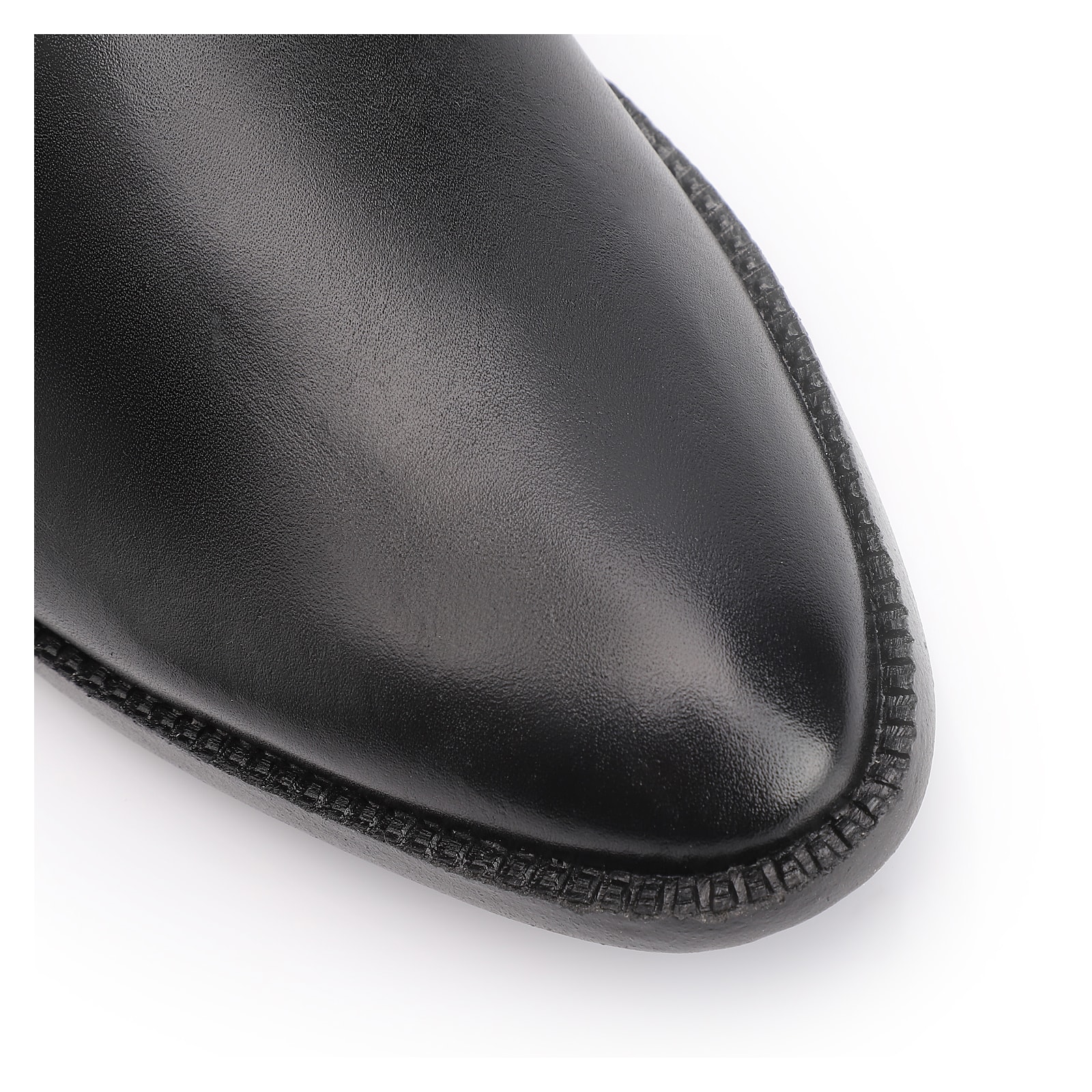 Bota Preta Cano Baixo Salto Baixo Couro Pesponto