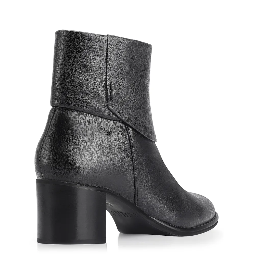 Bota Preta Cano Baixo Salto Médio Couro Capa - imagem 4