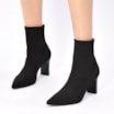 Bota Preta Cano Baixo Salto Médio Knit - imagem 2