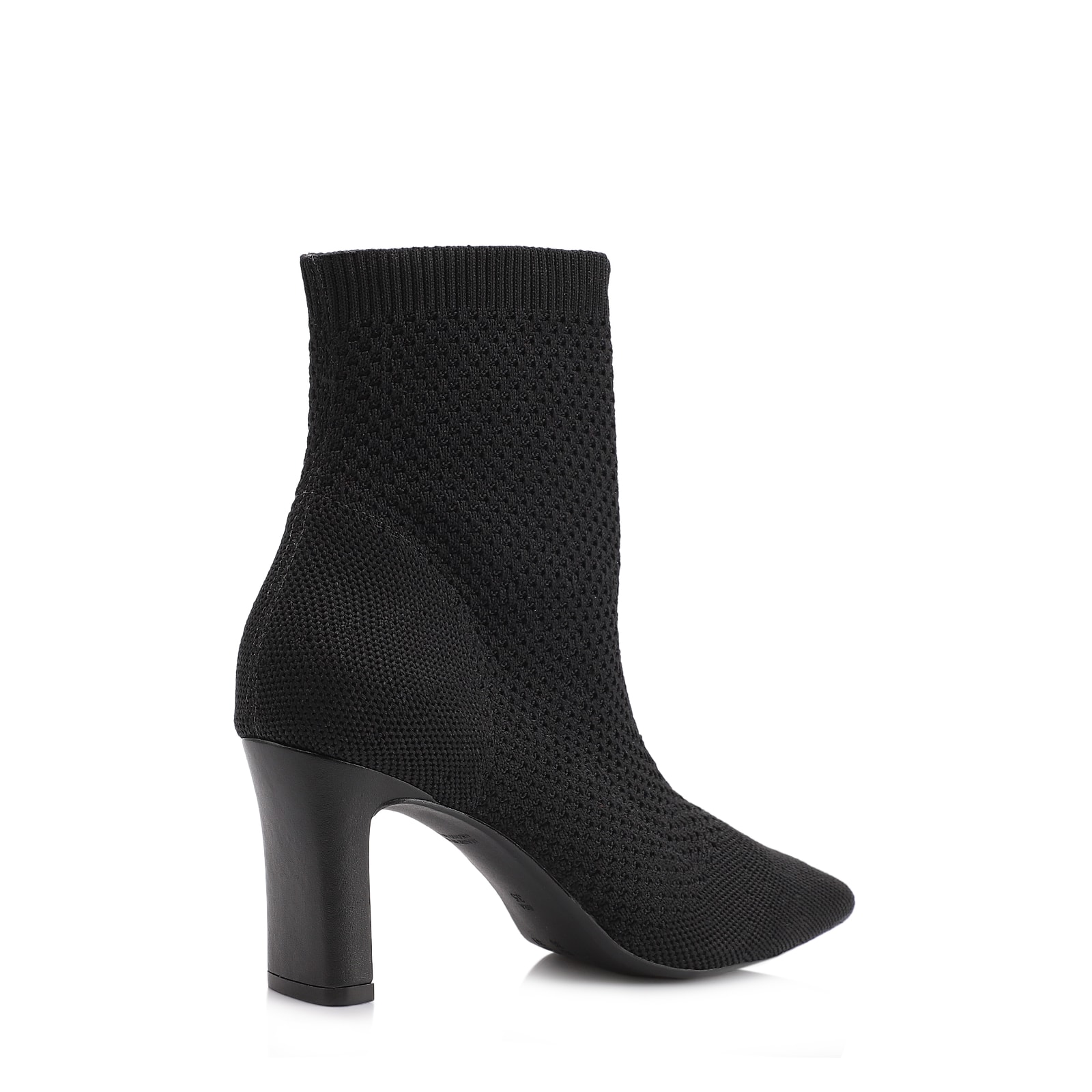 Bota Preta Cano Baixo Salto Médio Knit