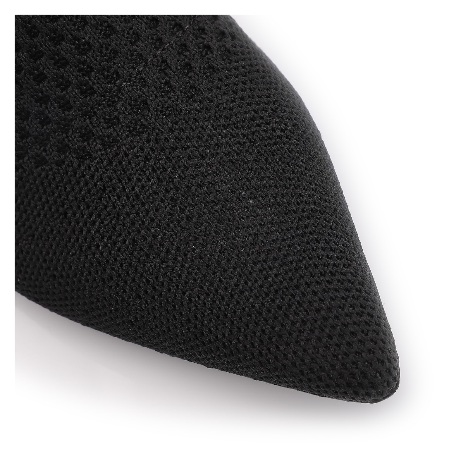 Bota Preta Cano Baixo Salto Médio Knit